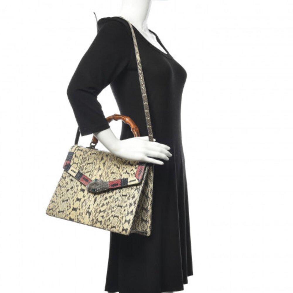 Gucci Snakeskin Small Lilith Bamboo Top Handle Bag - Picture 14 of 14